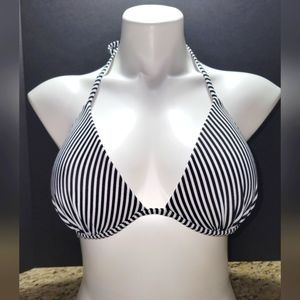 Target Black & White Stripe Bikini Bathing Suit Top with Adjustable Back 36 C